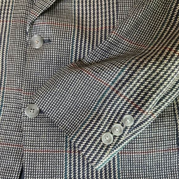 Burberrys Tweed Blazer English Woven Plaid Academia Preppy Old Money Lambs Wool - Picture 6 of 10